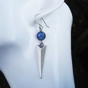 Kyanite silver spike earrings